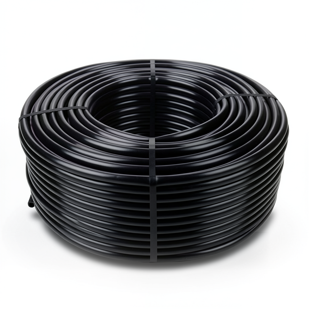 لفة أنابيب بلاستيك HDPE ضغط 3.2 بار PE 80، قطر خارجي 90 مم، سماكة 2.8 مم، أسود