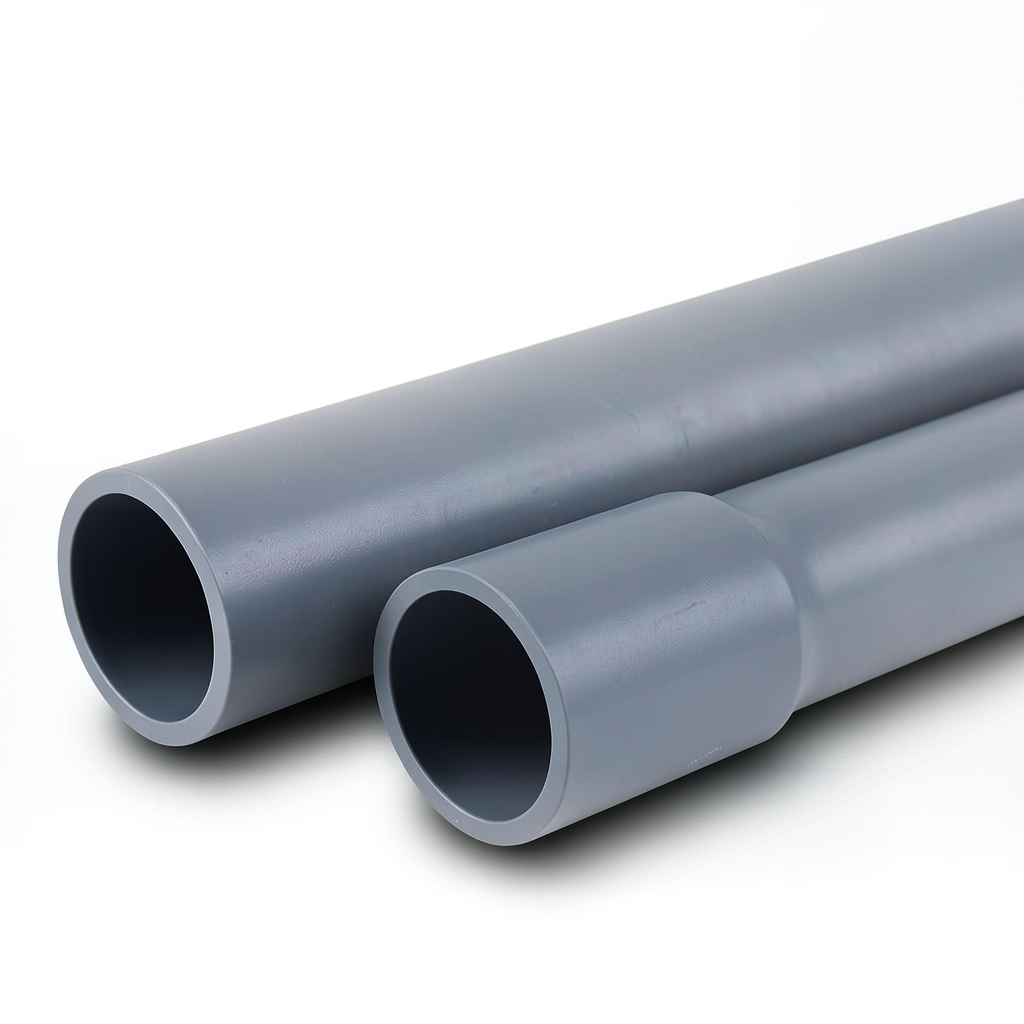 UPVC Pipes Sewage Drainage Nominal Pressure 10 Bar Outside Diameter 200 mm Thickness 9.6 mm Gray