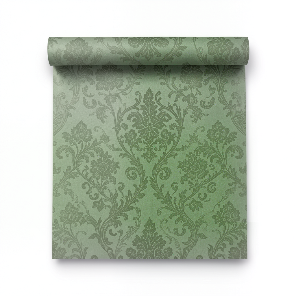 Italian Wallpaper Pattern Design 10m x 1.06m, Green, Model 41319