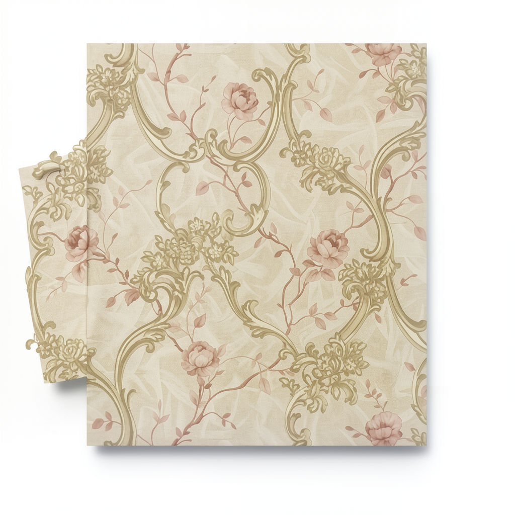 Italian Wallpaper Floral Design Beige Color, Size 10mx0.73m, Model 81160