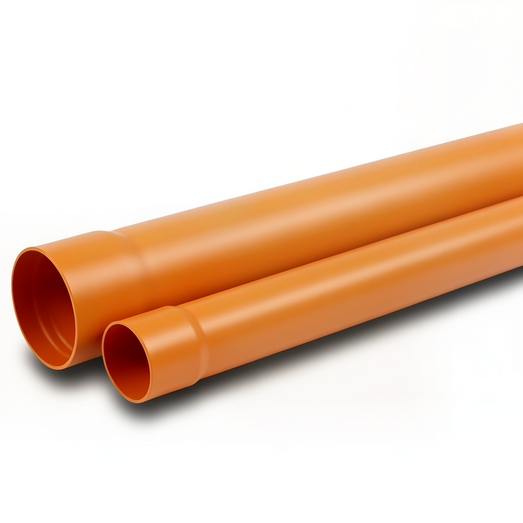 UPVC Pipe PN 10 Bar SDR 26 Size 125 mm Thickness 4.8 mm Orange Brown