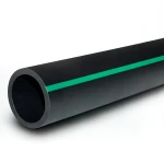 أنابيب HDPE ضغط 4 بار PE 80 قطر خارجي 200 مم SDR 41 أسود مع خطوط خضراء