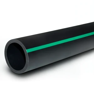 HDPE Polyethylene Pipe Nominal Pressure 4 Bar PE 80 OD 200 mm SDR 41 Black with Green Stripes