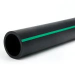 مواسير HDPE بولي ايثيلين ضغط 4 بار PE 80، قطر خارجي 560 مم، SDR 41 أسود مع خطوط خضراء