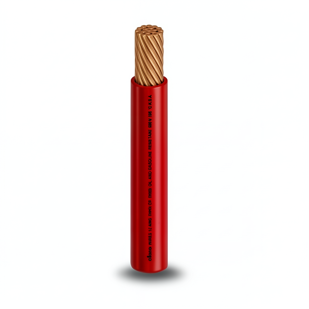 كابل نحاس THHN/THWN معزول PVC 105°C مقاس 13.3 مم² 600 فولت طول 250 قدم أحمر | شركة الفنار