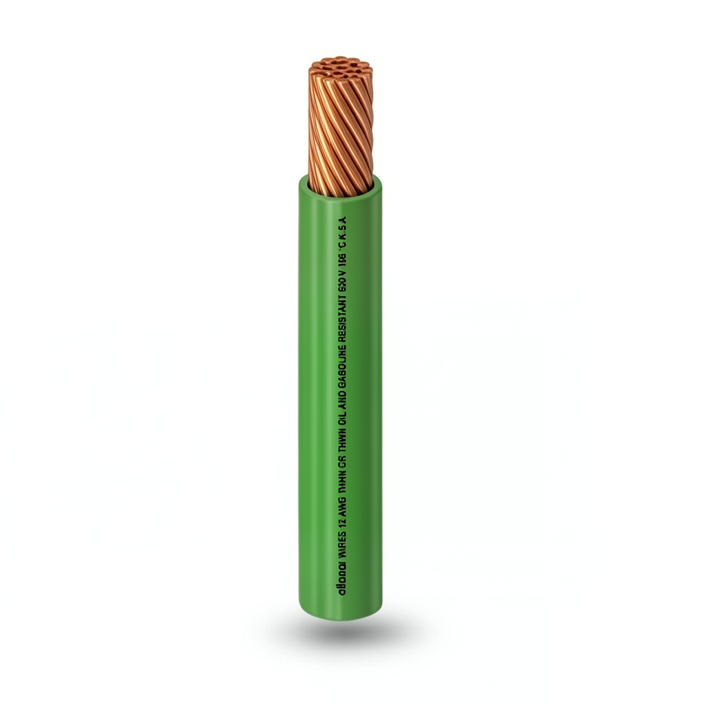 THHN/THWN Copper Cable 13.3 mm² Size 6.4 mm Diameter 600 V 500 Ft Green PVC Insulation | Al Fanar