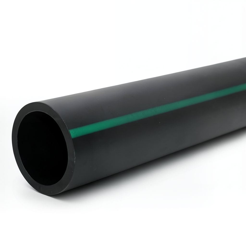 HDPE Polyethylene Plastic Pipe 6 Bar Pressure PE 80, 400 mm Outer Diameter, SDR 22, Black