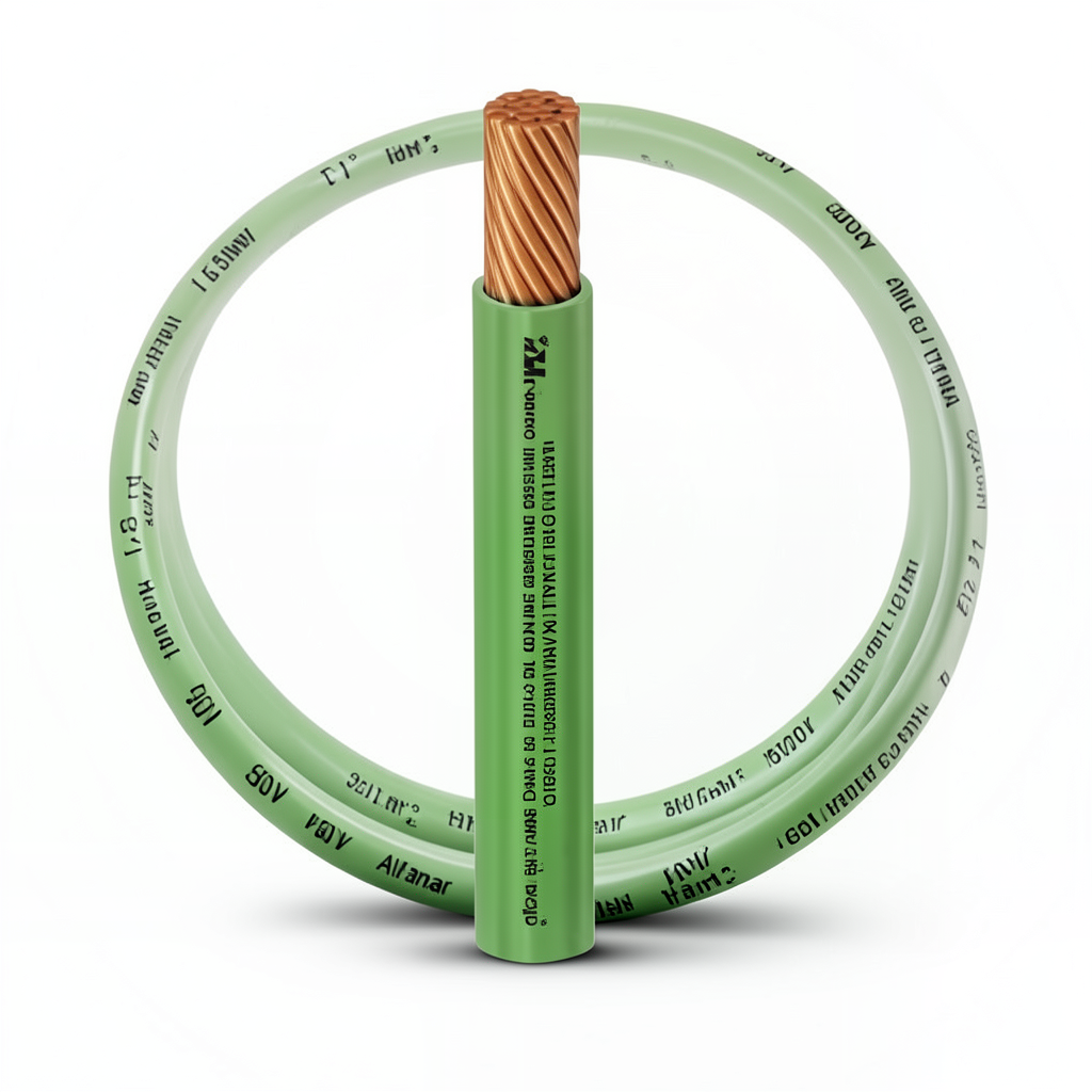 كابل نحاس THHN/THWN عزل PVC 105°C مقاس 3.31 مم² قطر 3.1 مم 600 فولت طول 300 قدم لون أخضر | شركة الفنار