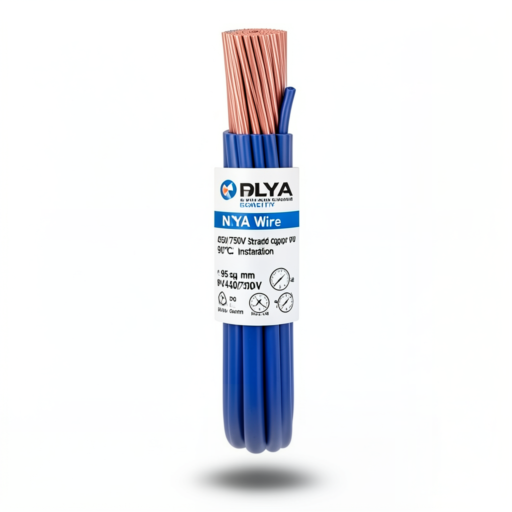 95sq mm NYA Wire 450/750V Stranded Copper PVC 90°C Insulation Blue | Asharqiyah Cables Company for Industry