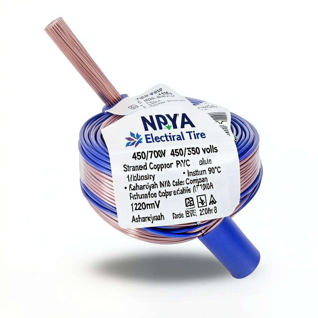 120mm2 NYA Electrical Wire 450/750 volts, Stranded Copper PVC 90°C Insulation, Blue | Asharqiyah Cables Company for Industry