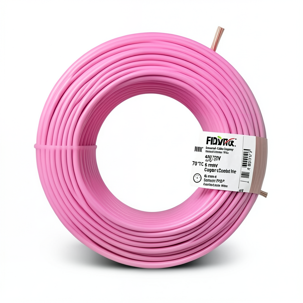 سلك كهرباء مجدول 6 مم² 450/750 فولت موصل نحاس عزل PVC 70°C لون زهري | شركة كابلات الشرقية للصناعة