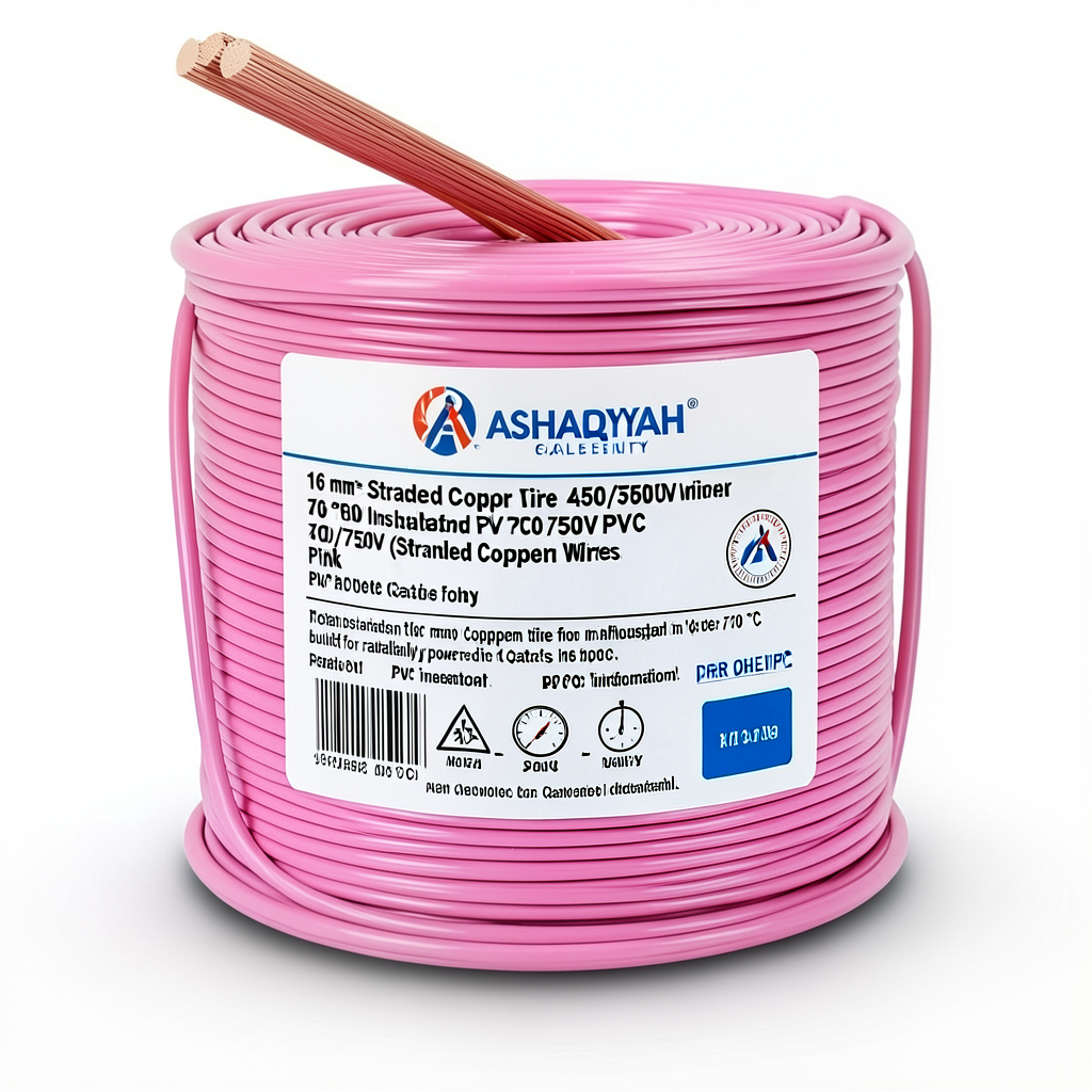 16 mm² Stranded Copper Wire 450/750V PVC 70°C Insulated Pink | Asharqiyah Cables Company for Industry