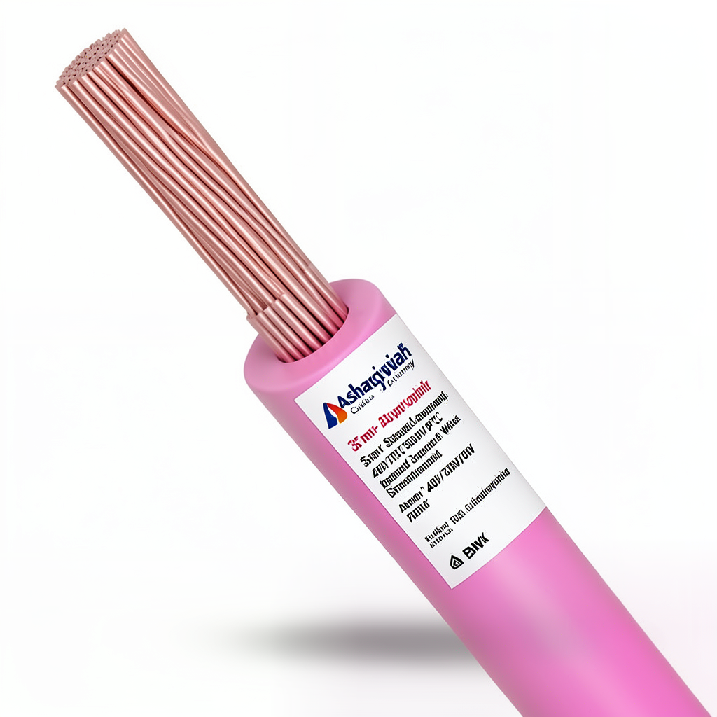 35 mm² Stranded Copper Wire 450/750V PVC 70°C Insulation Pink | Asharqiyah Cables Company for Industry