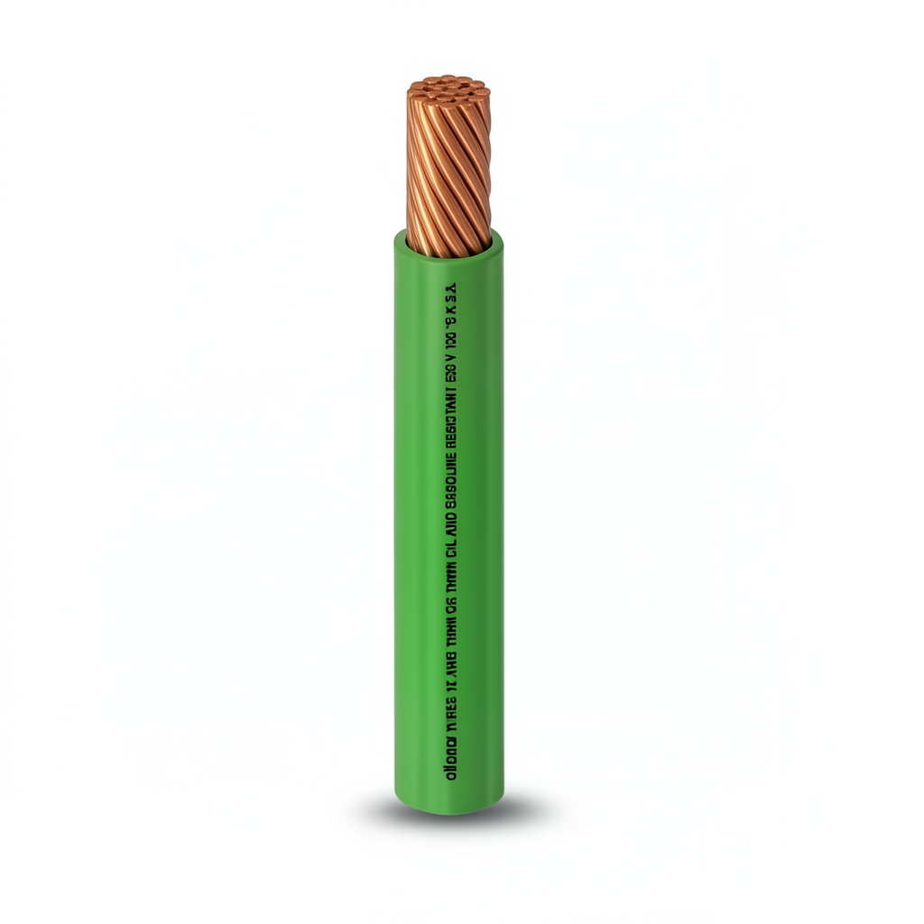 كابل نحاس THHN/THWN مقاس 13.3 مم² قطر 6.4 مم 600 فولت طول 500 قدم عزل PVC أخضر | شركة الفنار