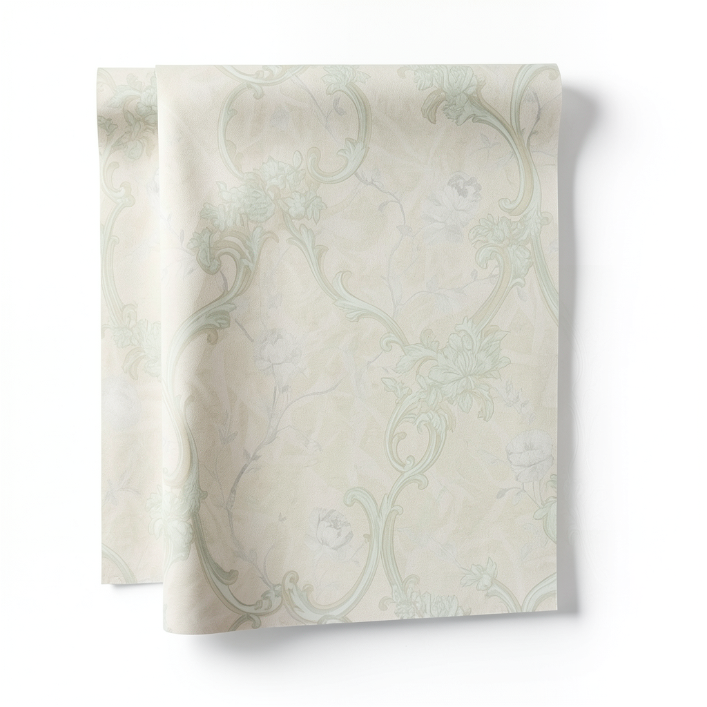 Italian Wallpaper Floral Design Pale Beige, Size 10mx0.73m