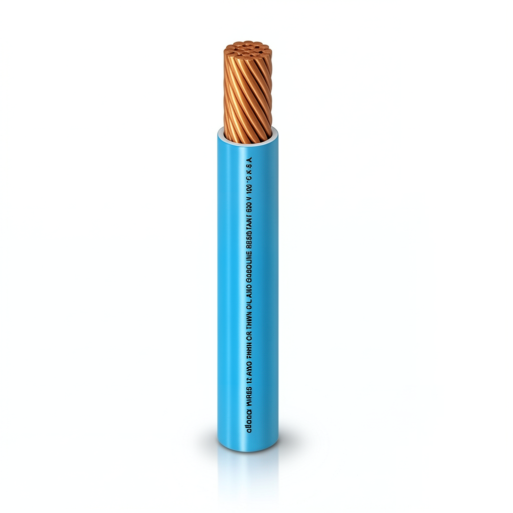كابل نحاس THHN/THWN مقاس 3.31 مم² قطر 3.1 مم 600 فولت طول 500 قدم أزرق معزول PVC | شركة الفنار