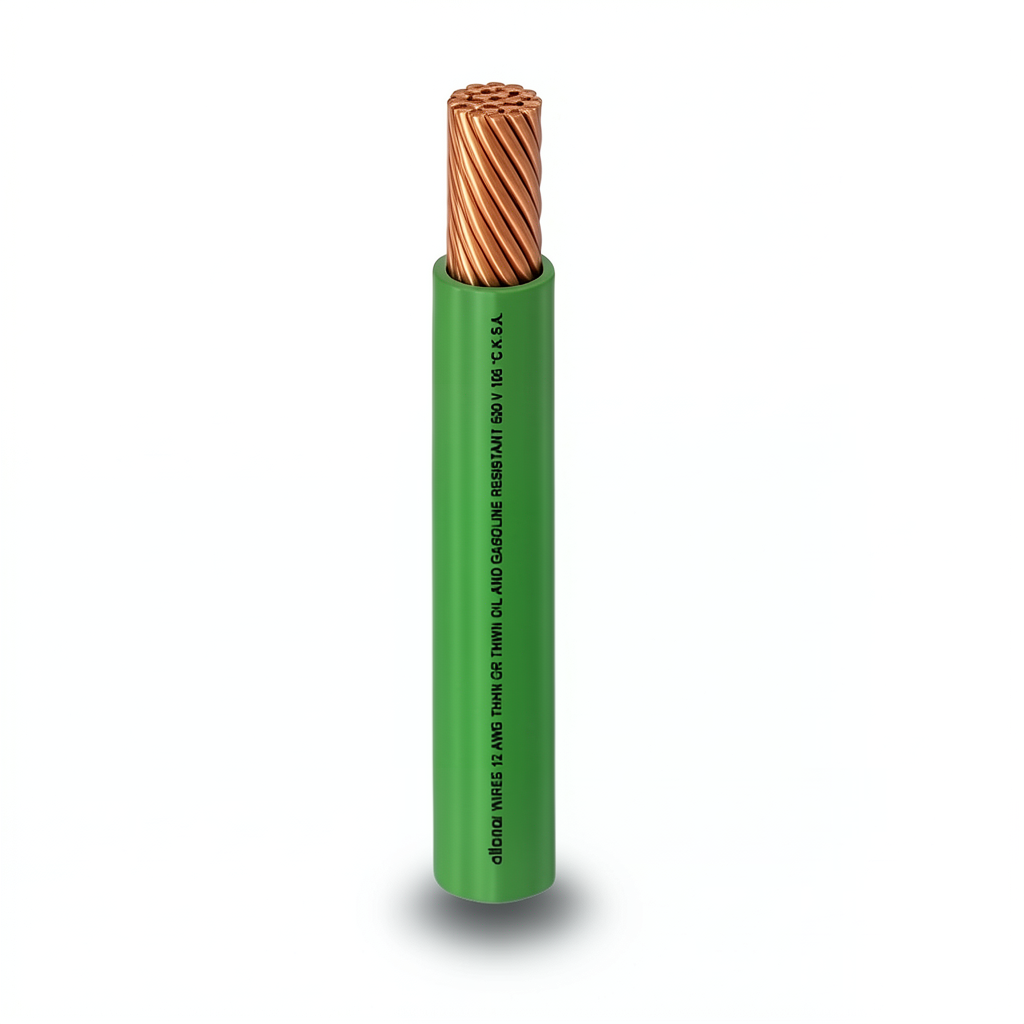 THHN/THWN Copper Cable PVC 105°C Insulation Size 3.31 mm² Diameter 3.1 mm 600 V 300 Ft Green Color | Al Fanar