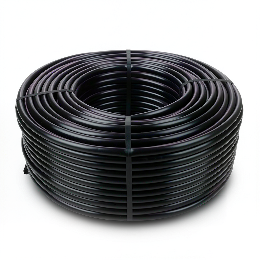 لفة أنابيب HDPE ضغط 3.2 بار PE 80، قطر خارجي 75 مم، سماكة 2.3 مم، أسود