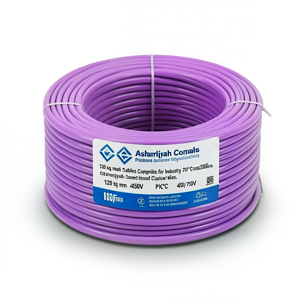 سلك مجدول 120 ملم²، 450/750 فولت، نحاس موصل، عزول PVC 70°C، لون بنفسجي | شركة كابلات الشرقية للصناعة