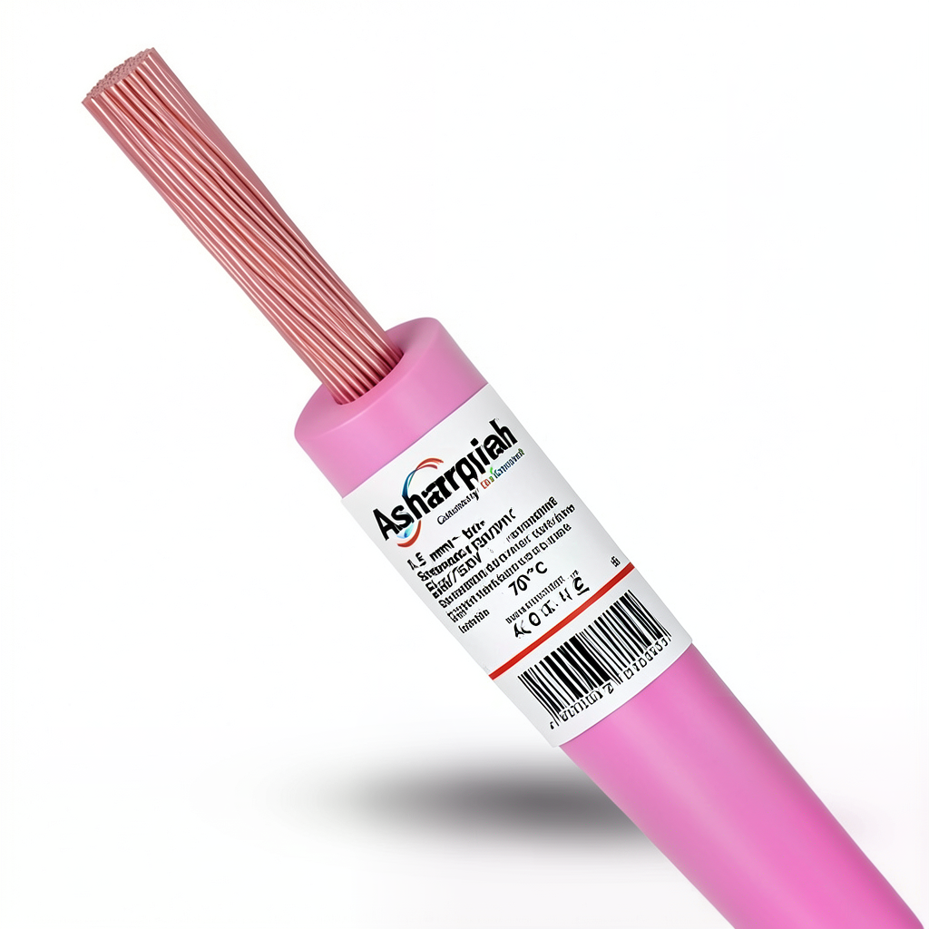 1.5 mm² Stranded Copper Electric Wire 450/750V PVC 70°C Insulation Pink | Asharqiyah Cables Company for Industry