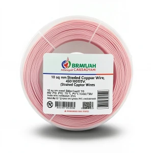 لفة سلك كهرباء مجدول 10 mm² 450/750 فولت، موصل نحاس، معزول PVC 70°C، لون زهري | شركة كابلات الشرقية للصناعة