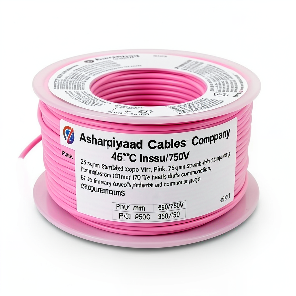سلك مجدول 25 مم² نحاس، 450/750 فولت، عزل PVC 70°C، لون زهري | شركة كابلات الشرقية للصناعة