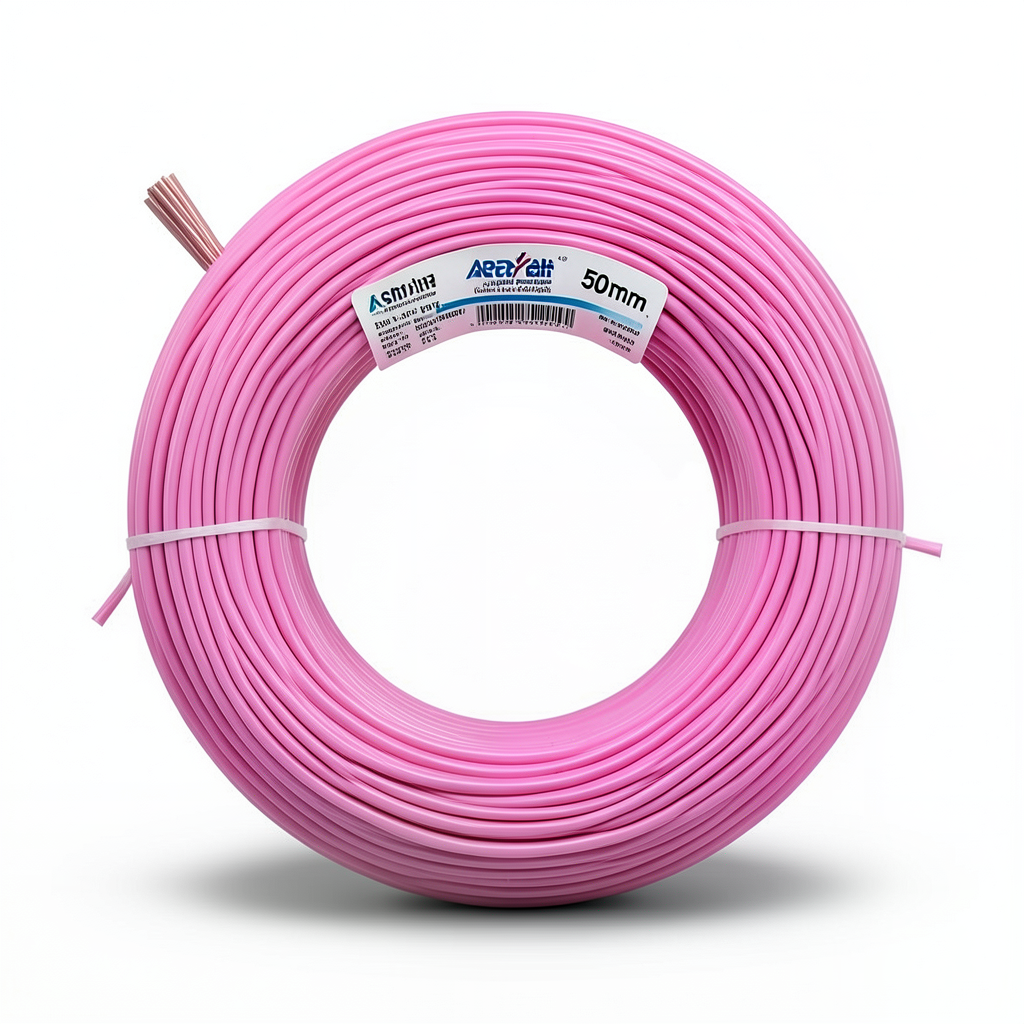 سلك كهرباء مجدول نحاس 50 مم²، 450/750 فولت، عزل PVC 70°C، لون زهري | شركة كابلات الشرقية للصناعة