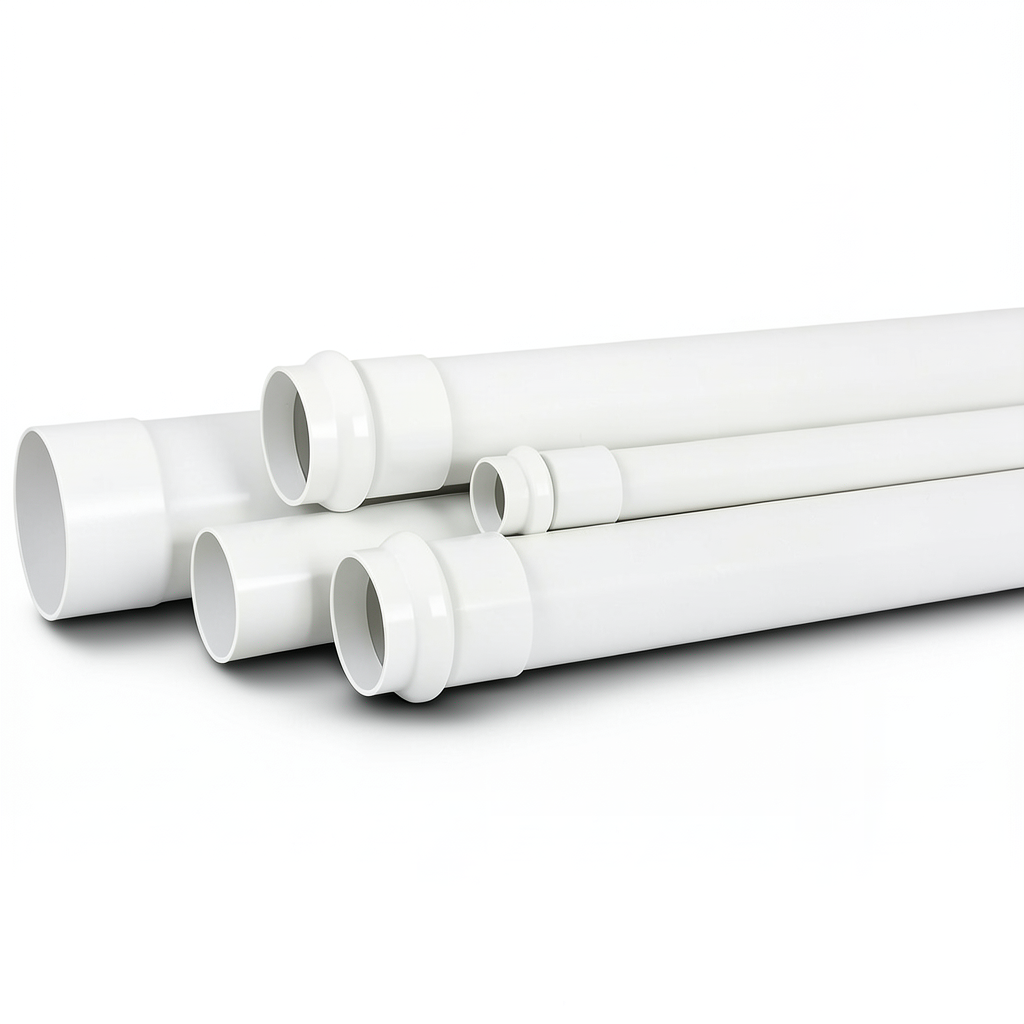 انابيب بلاستيك UPVC لأنظمة الصرف الصحي SDR 26 قطر خارجي 90 مم سماكة 3.5 مم أبيض