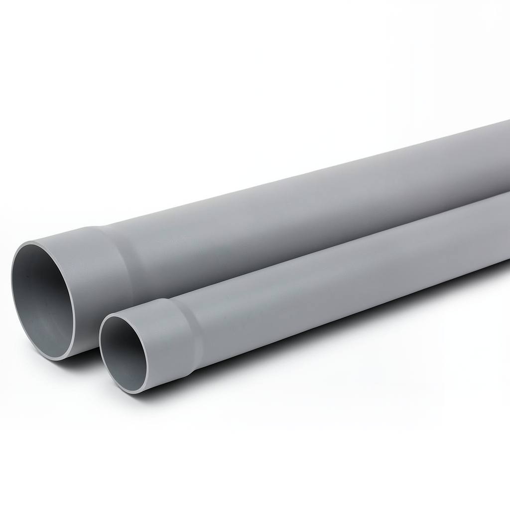 مواسير UPVC ضغط 20 بار SDR 13.6 مقاس 200 ملم سماكة 14.7 ملم لون رمادي