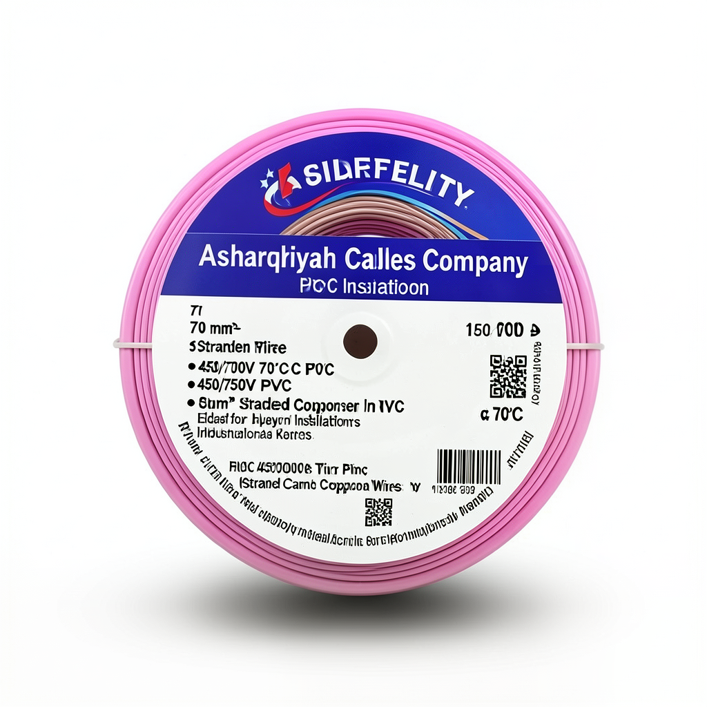 70 mm² Stranded Copper Wire 450/750V PVC 70°C Insulation Pink | Asharqiyah Cables Company for Industry