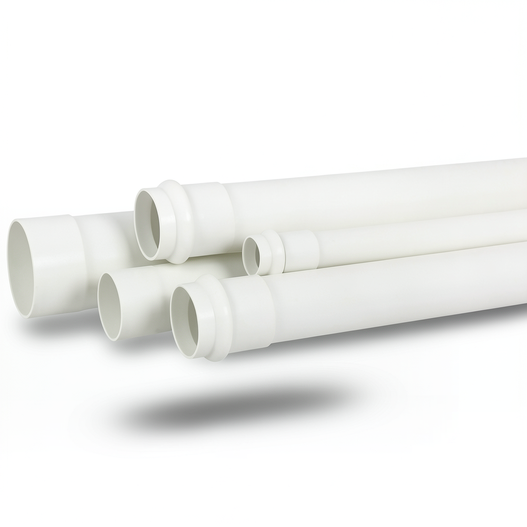 UPVC Plastic Pipe for Sewerage Systems PN 10 Bar Size 32 mm Thickness 1.6 mm White Color