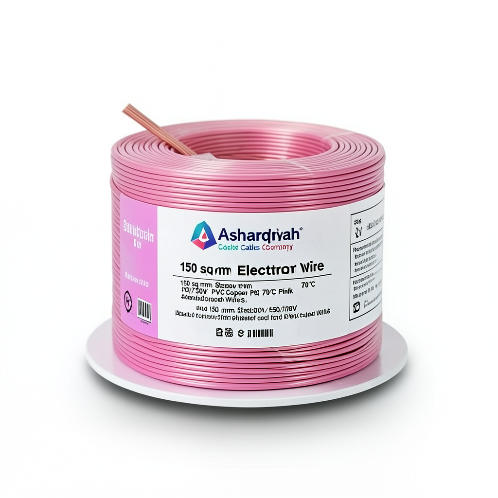سلك كهرباء مجدول 150 ملم² 450/750 فولت، موصل نحاس، معزول PVC 70°C، لون زهري | شركة كابلات الشرقية للصناعة