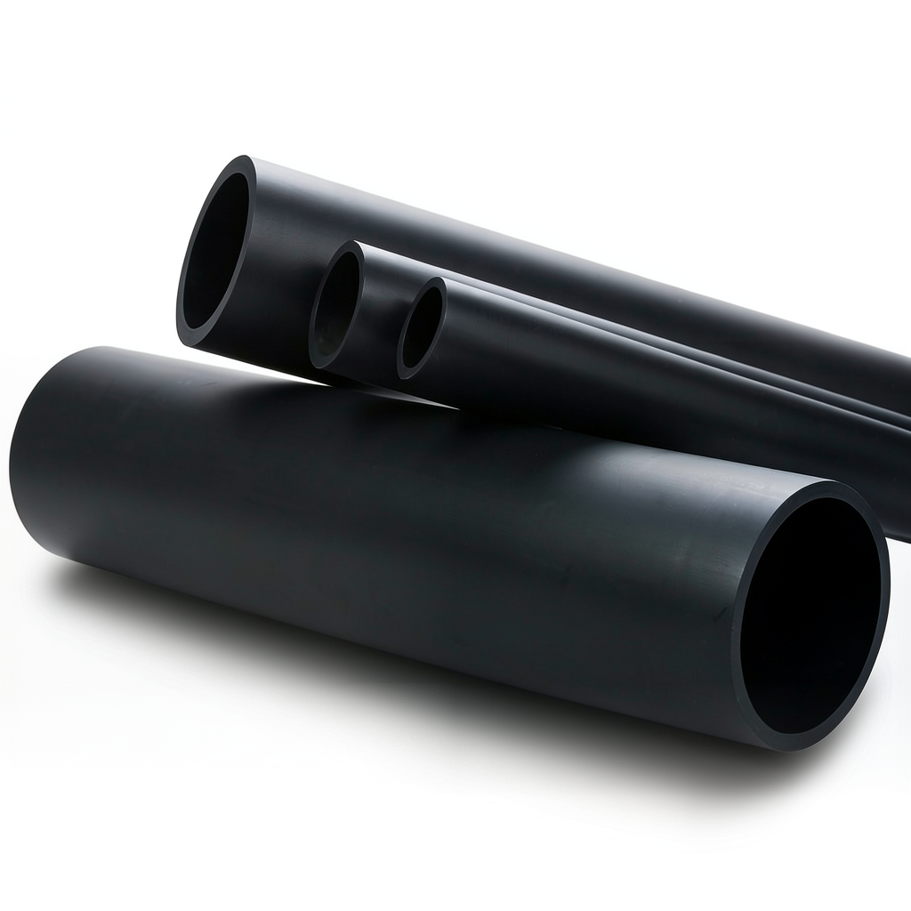 مواسير HDPE ضغط 6 بار PE 80 قطر خارجي 900 مم سماكة 52 مم لون اسود