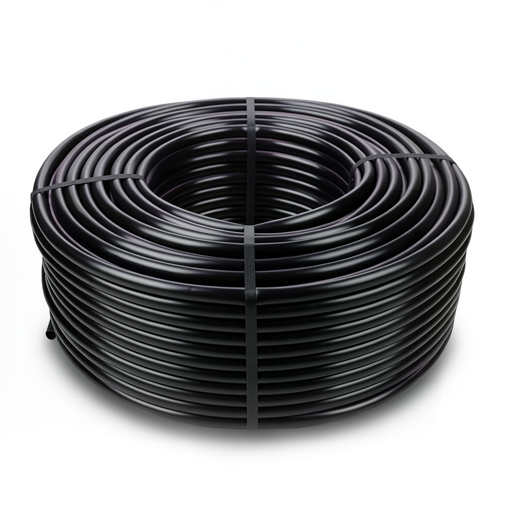 لفة أنابيب HDPE ضغط اسمي 10 بار PE 80 قطر خارجي 20 مم سمك 1.9 مم لون أسود