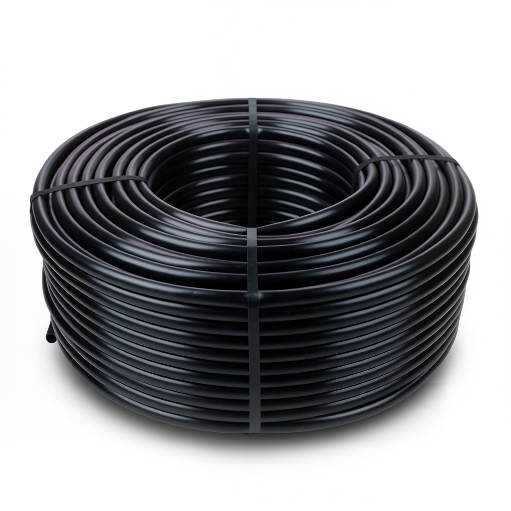 HDPE Plastic Coil Pipe PN 10 Bar PE 80, OD 50 mm Thickness 4.6 mm, Black