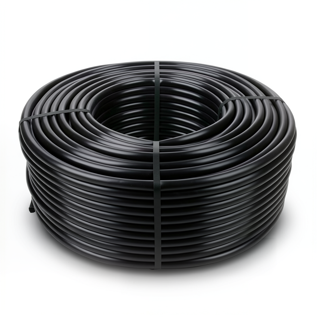 لفة أنابيب HDPE ضغط 4 بار PE 80، قطر خارجي 75 مم، سماكة 2.9 مم، لون أسود
