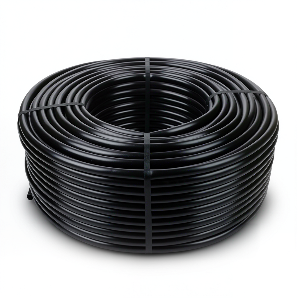 HDPE Plastic Coil Pipe Nominal Pressure 4 Bar PE 80, 125 mm Diameter SDR 26, Black