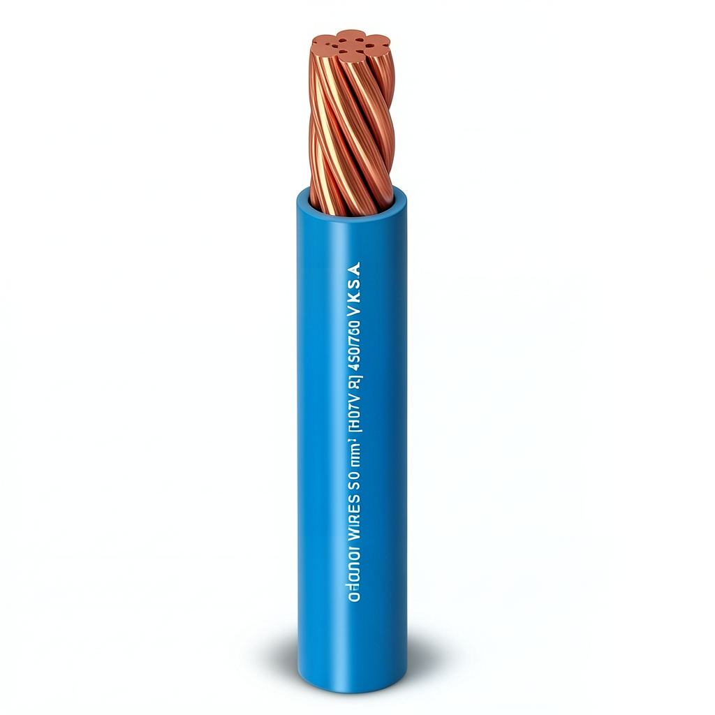 Stranded Single Electrical Wire 300mm 450/750V Copper Conductor PVC Insulation, Blue | Al Fanar