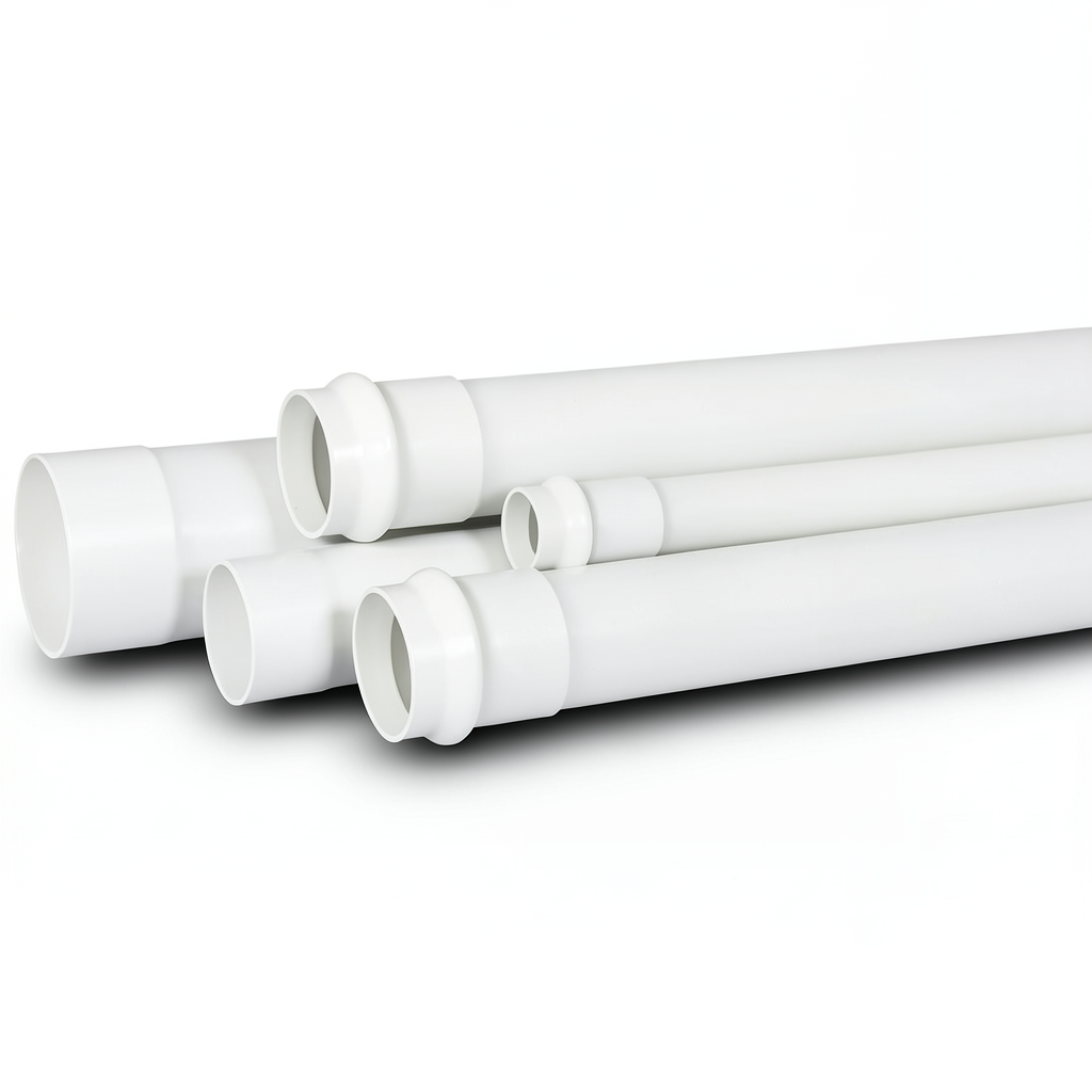 مواسير UPVC لأنظمة الصرف الصحي ضغط PN 10 بار قطر خارجي 40 ملم سمك 1.9 ملم لون أبيض
