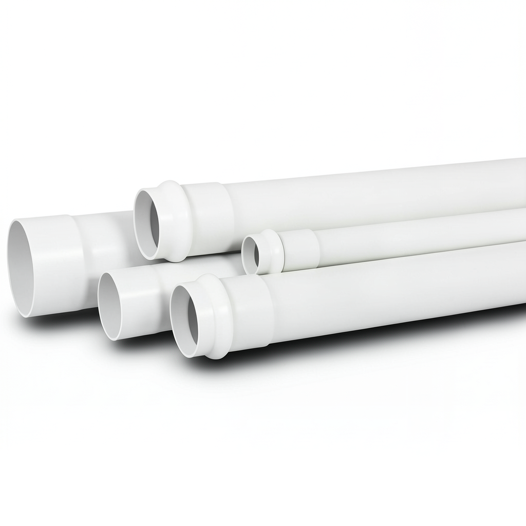 UPVC Plastic Pipe for Sewerage Systems 50 mm OD 2.4 mm Thickness 10 Bar Pressure White