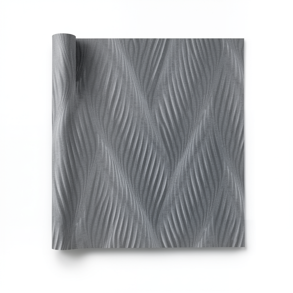 Italian Wavy Wall Covering 10m x 0.53m Gray, Model 41233