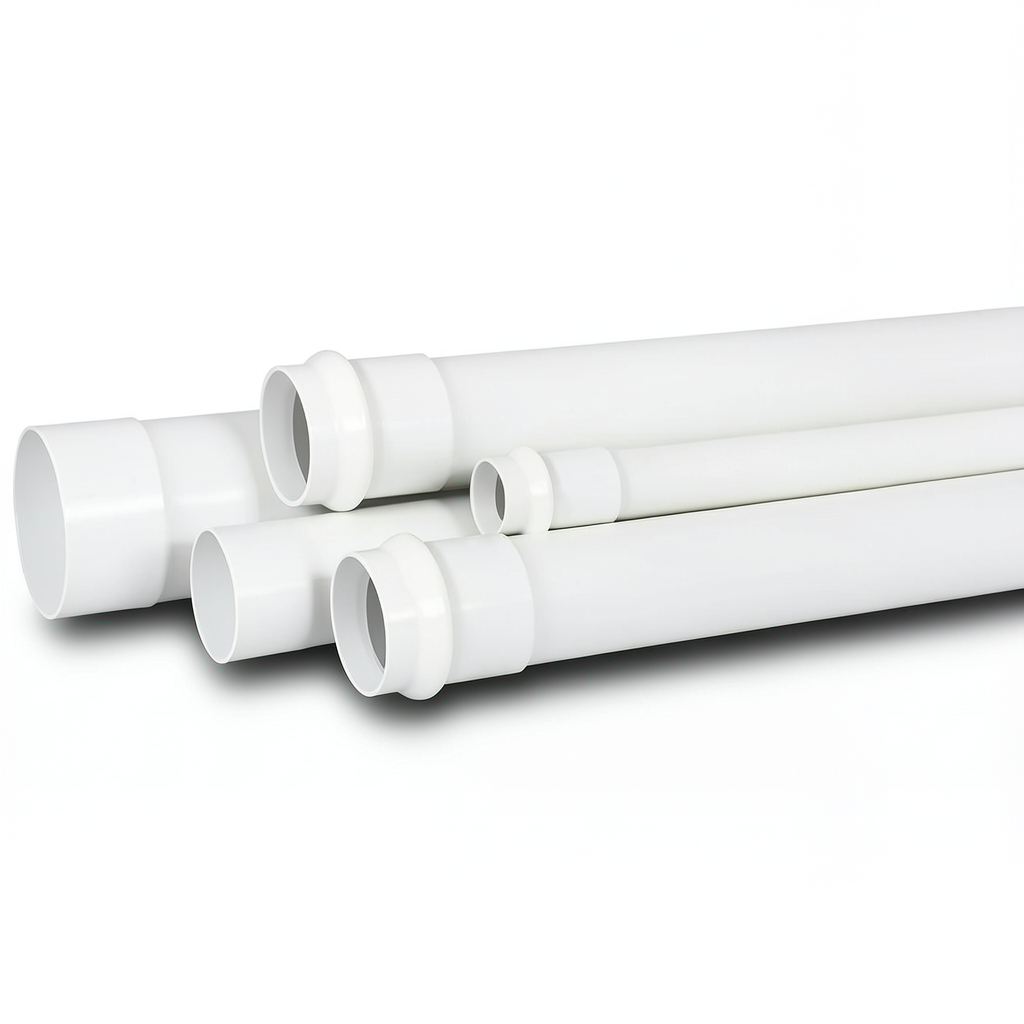 مواسير UPVC لأنظمة الصرف الصحي ضغط 10 بار قطر خارجي 90 مم سماكة 3.5 ملم لون أبيض