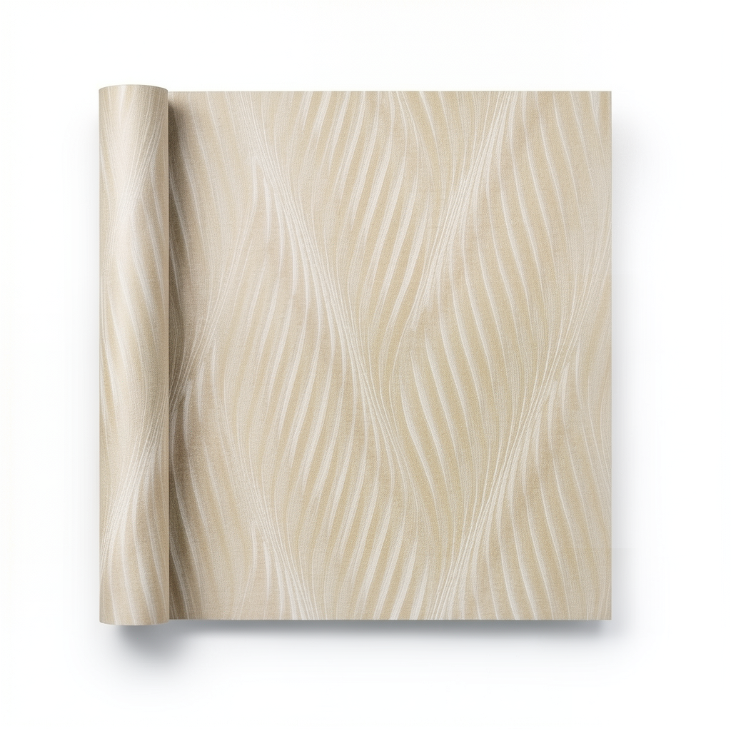 Italian Wall Decoration Wavy Wallpaper 10m x 0.53m Beige