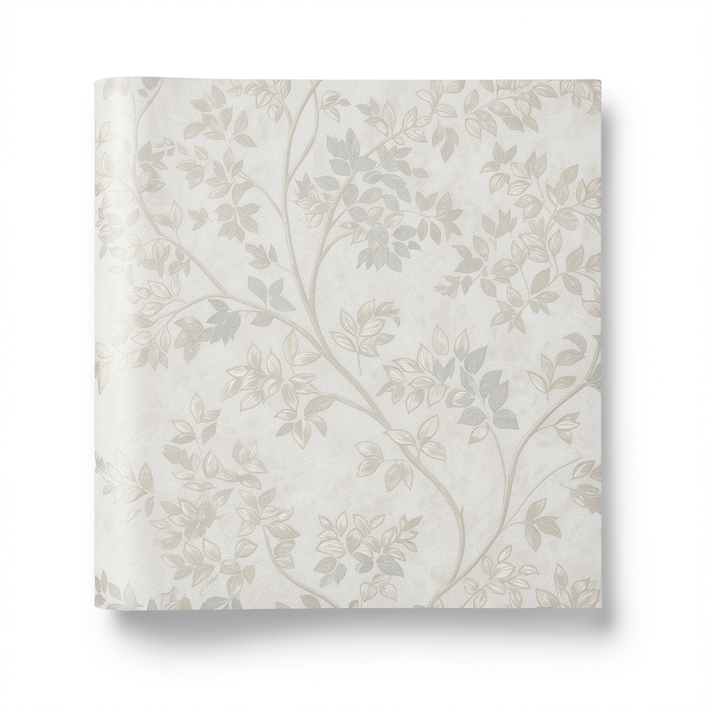 Italian Wallpaper Pale Beige Color Floral Design, Size 10m x 0.53m, Model Z21704