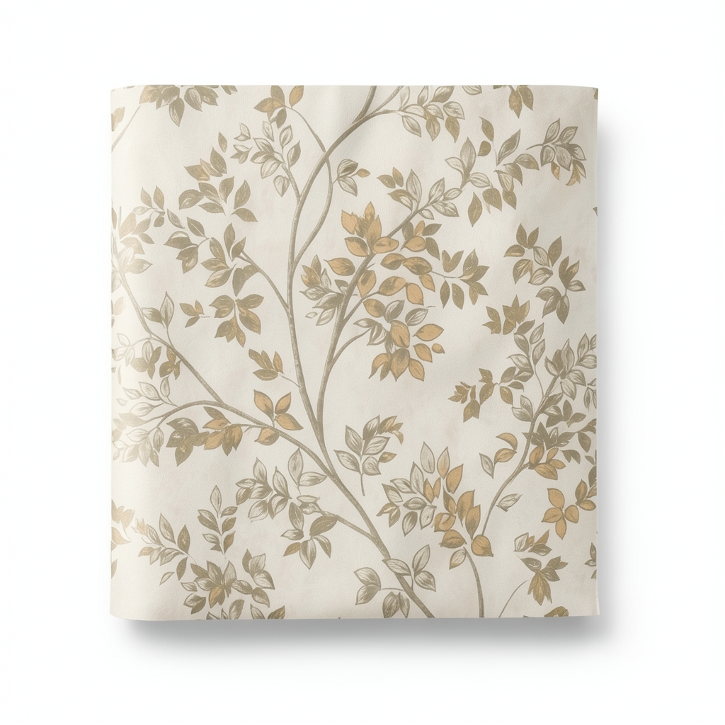 Italian Wallpaper Floral Design Pale Beige, Size 10m x 0.53m