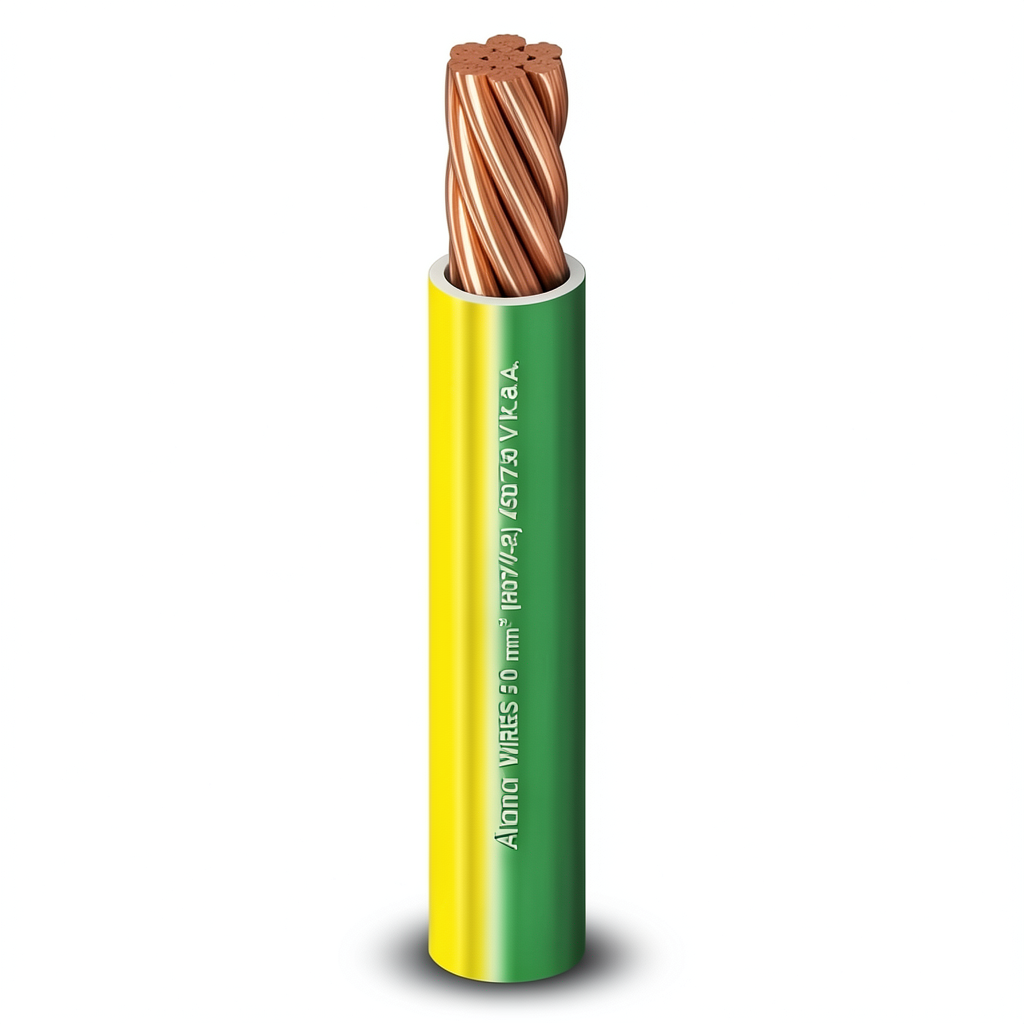 10mm Single Wire 450/750V Stranded Copper PVC Insulation Yellow/Green | Al Fanar