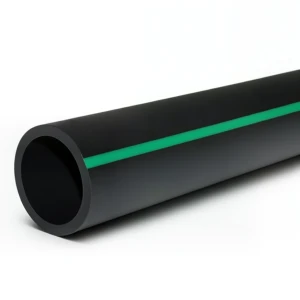 مواسير HDPE ضغط 4 بار PE 80 قطر خارجي 200 مم SDR 33 لون أسود مع خط أخضر