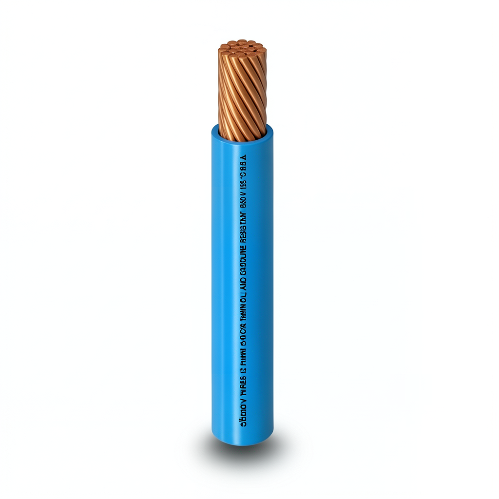 كابل نحاس THHN/THWN عزل PVC 105°C مقاس 3.31 مم² قطر 3.1 مم 600 فولت طول 300 قدم أزرق PVC 105 | شركة الفنار