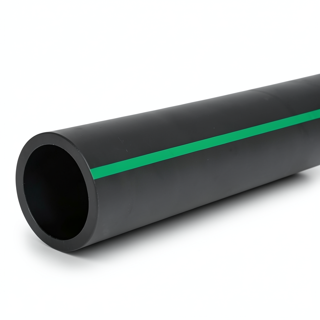 أنابيب بلاستيك HDPE ضغط 4 بار PE 80 قطر خارجي 400 مم SDR 33 أسود مع خطوط خضراء