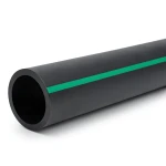 أنابيب HDPE بولي ايثيلين ضغط اسمي 4 بار PE 80، قطر خارجي 560 مم SDR 33 أسود مع خطوط خضراء